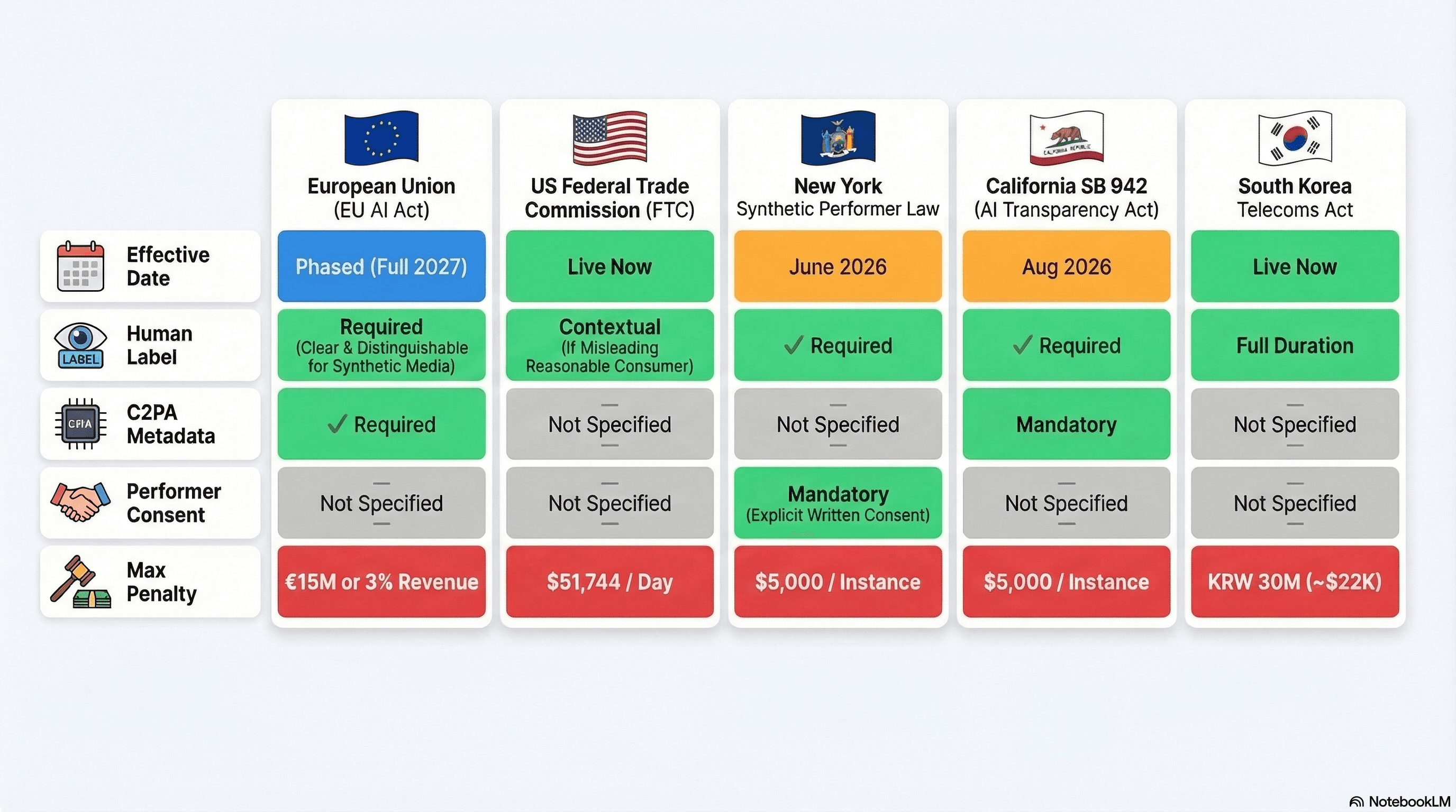 AI Ad Disclosure Laws by Country: EU, US, South Korea 2026